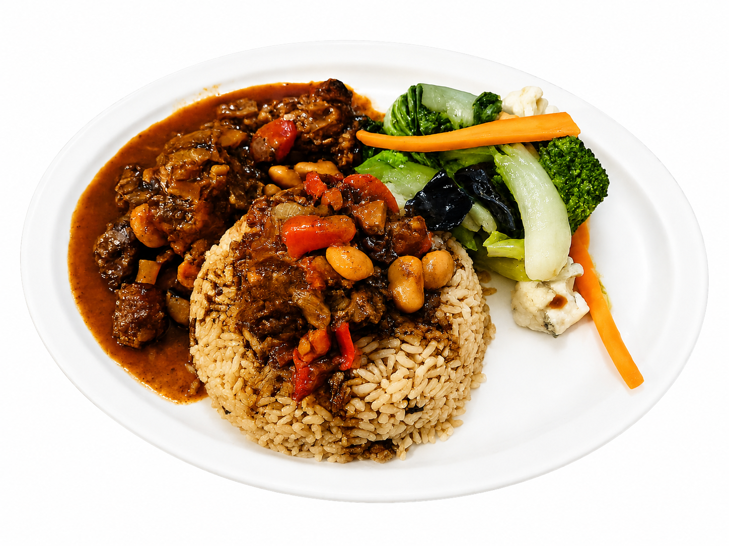 Oxtail with rice and peas