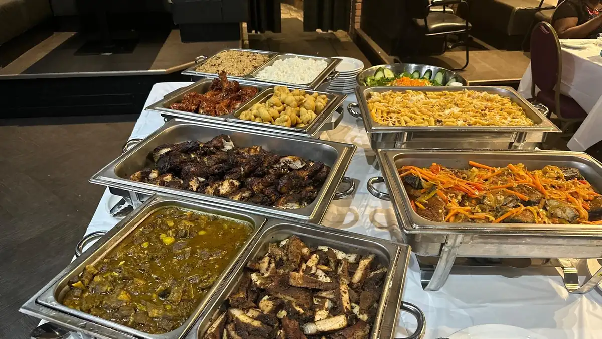 Uptown Caribbean catering buffet